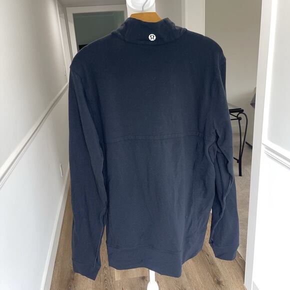 Lululemon Mens L Black Light Weight Full Zip Jacket Mock Neck Mesh Pits Pockets - Picture 2 of 8